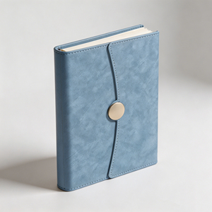 Blue Imitation Leather Hardcover <b>Diary</b> With Gold Snap Closure And Sewing Binding - Product Image 5
