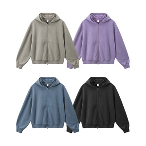 Chaqueta Corta con Capucha para Hombre, de Algodón, con Lavado Ácido, Efecto Desgastado, Tinte Especial Aso, Cierre de Cremallera, Estilo Cuadrado, para Otoño - Product Image 6