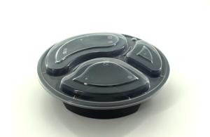 HACAMY 3 <b>Compartment</b> Disposable PP Plastic Food Containers with Airtight Lids Round Meal Prep <b>Lunch</b> <b>Boxes</b> - Product Image 5