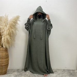 Abaya con Capucha Popular en el Medio Oriente, Color Sólido, Manga Murciélago, con Cuello Elástico y Puños Elegantes para Mujeres Musulmanas 6818 # - Product Image 5