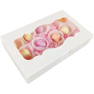 批发中国草莓巧克力蛋糕披萨盒平装纸板盒无需组装带窗纸盒
