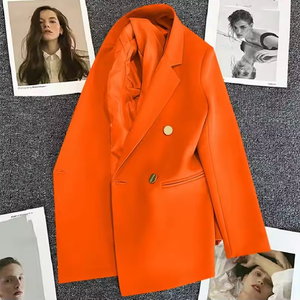 Veste de costume fine et respirante pour femme, style automne, unie, décontractée, double boutonnage, élégante, pour le bureau, en maille - Product Image 4