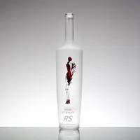 Round Frost Vodka Wine Empty Bulk Glass Bottle with Custom Label