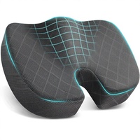 Coussin de siège en mousse à mémoire de forme pour chaise de bureau, siège de voiture, avion, soulagement de la douleur au coccyx - Poignée portable, housse amovible