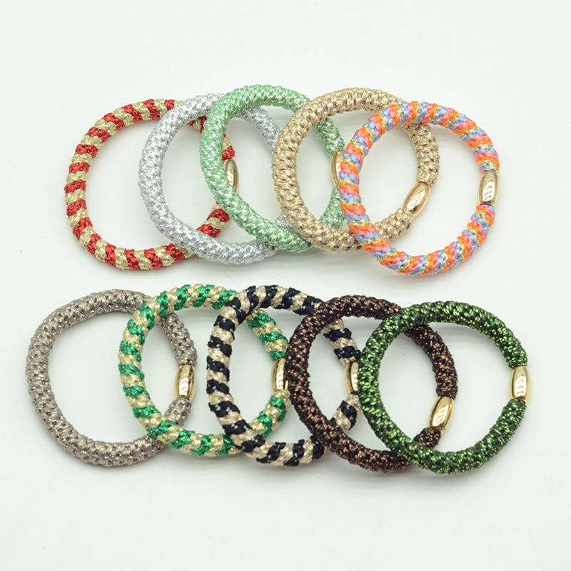 8mm Golden Beads Elastic Hair Bands Thick Hair Tie Plait Scrunchies for Girls and Women Braided Ponytail Rope Accessories