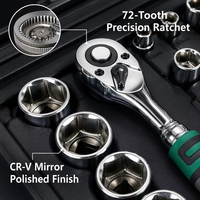 Jeu de douilles à cliquet professionnel en chrome vanadium 187 pièces, entraînement 1/4, 3/8, 1/2, douilles profondes, coffret rigide, pour auto