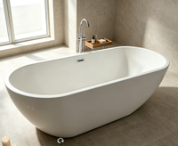 Baignoire autoportante en acrylique de conception moderne, ovale, pour bain à remous intérieur