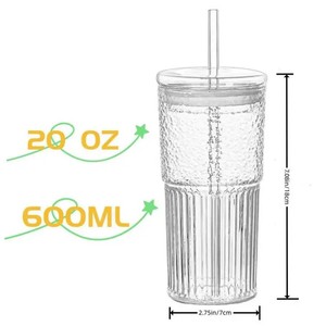 Tasse à boisson en <span class=keywords><strong>verre</strong></span> <span class=keywords><strong>avec</strong></span> couvercle en <span class=keywords><strong>verre</strong></span> intégré et <span class=keywords><strong>paille</strong></span> Vaisselle de qualité supérieure à usage unique - Product Image 4