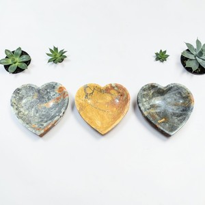 Natural Maligano Jasper Heart Shaped Small Bowl Hand Carved Polished Decorative <b>Stone</b> <b>Art</b> & Collectible Bowl Grey and Orange - Product Image 4