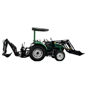 Best Quality 4x4 Canopy Agriculture Factory Price Double Speed PTO 75Hp Farm Tractor With Front End Loader and Backhoe for sale