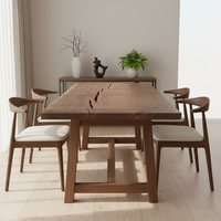 Antik-Finish Monkeypod Live-Edge Epoxidharz Massivholz Walnuss Moderner Rechteckiger Esstisch