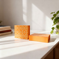 Boîtes cadeaux pliables magnétiques imperméables orange - Boîtes en carton personnalisables avec motif géométrique pour l'emballage