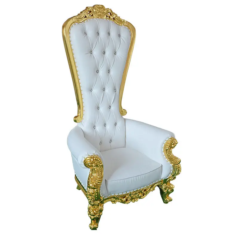 Luxury Wooden Cheap High Back High Back King Throne Wedding Chairs for Gold Bride and Groom Sofa Queen and King Chair