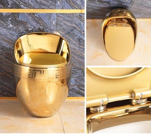 KD-25GPB Chaozhou articles sanitaires haut de gamme faits à la main couleur or plaqué toilettes musulmanes sur sol salle de bain en céramique une pièce oeuf <span class=keywords><strong>WC</strong></span> - Product Image 4