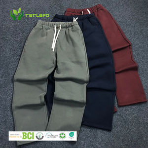 Pantalons de survêtement pour hommes avec logo personnalisé automne solide durable poids moyen coton vintage jambe droite large évasée baggy taille élastique - Product Image 1