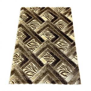 Tapis shaggy rectangulaire tissé à la machine en jute, polyester et polypropylène, à poils longs, pour salon, fabriqué à Gaziantep, Turquie - Product Image 1
