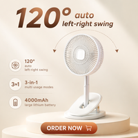 Ventilateur de bureau mural USB portable rechargeable oscillant avec télécommande et clip pour tente de culture