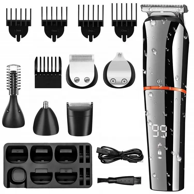 Barbeador elétrico profissional, máquina de cortar cabelo do nariz recarregável masculino