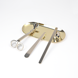 Kit d'entretien de bougies 4-en-1 DLT : Ciseaux, pique-bougie, éteignoir, plateau et outils – Logo personnalisé – Noir, Or, Argent – Coupe-<span class=keywords><strong>mèche</strong></span> de bougie - Product Image 2