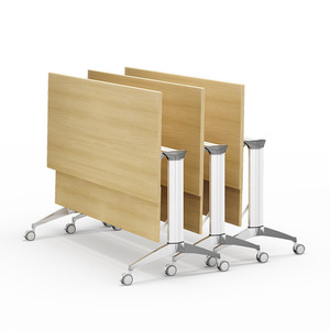 Mesas de Entrenamiento Plegables, Mesa de Conferencia de Madera Maciza con Bordes de PVC, Mesa de Negociación de Oficina, Escritorio Modular Móvil Combinable - Product Image 3