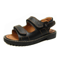 Grosir Sandal Kustom Mode Tinggi dengan Logo Sandal Kulit Mewah untuk Pria Coklat Desain Klasik Sandal Kasual Datar Pria