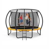 Trampolín Deportivo Redondo de 12 pies, Personalizable, de PVC, Espuma, Plástico y Acero, para Niños, Uso Interior/Exterior, para el Hogar