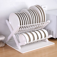 Porte-bol en plastique double couche à usage domestique Rangement de la cuisine Drainage Pliable pour le séchage de la vaisselle