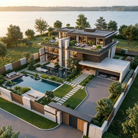 Villa modulaire à plusieurs étages en structure acier avec piscine, villa résidentielle préfabriquée moderne