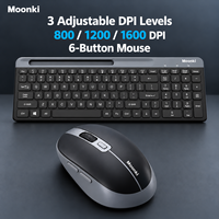 Kombo Keyboard dan Mouse Nirkabel Tipis Multi Perangkat dengan Receiver USB, Ringkas untuk Desktop, Tablet, dan Ponsel