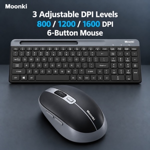 Clavier et souris sans fil, combo fin, multi-appareils, récepteur USB, clavier compact pour ordinateur de bureau, tablette, téléphone - Product Image 3