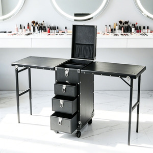 Table de <span class=keywords><strong>manucure</strong></span> pliable et portable sur roulettes, valise de cosmétologie pour poste de travail de technicien, maquilleur mobile, salon de beauté - Product Image 6
