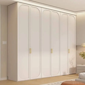 Modern <b>White</b> <b>Wardrobe</b> Flat Panel Doors Metal Handles Solid Wood Construction Full Height Storage Freestanding <b>Bedroom</b> Furniture - Product Image 2