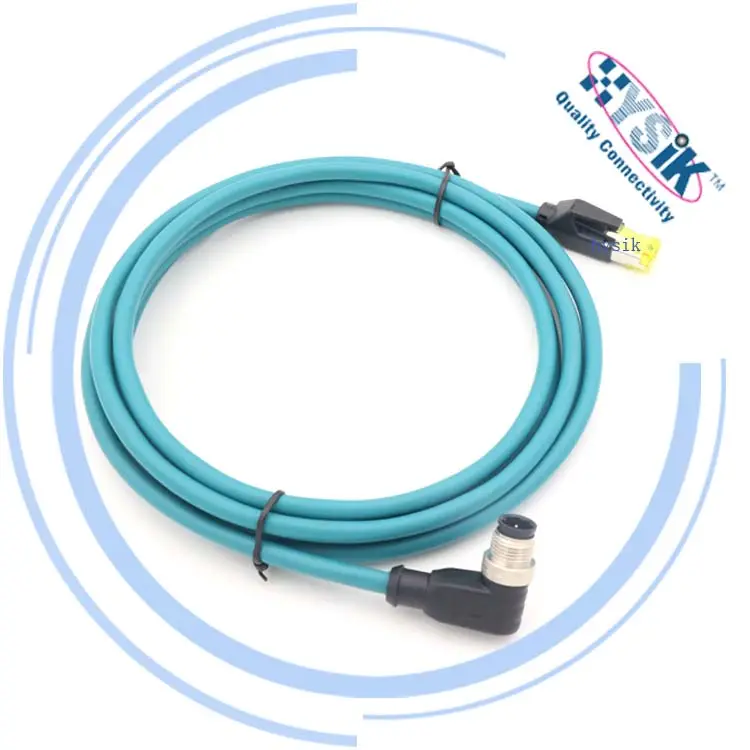 Venda quente comunicação cabo M12 para RJ45 A codificação angular reta 4Pin 8Pin Sensor Ethernet conector impermeável