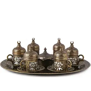 经典的搁脚凳设计铜色6件土耳其咖啡套装