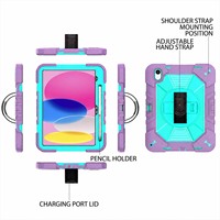 Casing Tablet Anti-Shock dari Silikon dan PC untuk iPad 10th 10.9 Inch iPad A16 11 Inch, dengan Tali Bahu