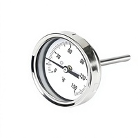 Termometer Bimetal Stainless Steel 304 dengan Selubung Termal, Diameter 60mm, Koneksi 1/4 PT NPT BSP, Panjang Probe Dapat Disesuaikan, Pengukur Suhu