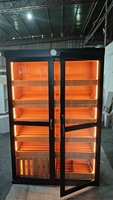 Humidor à cigares de luxe à double porte en bois et verre avec 7 étagères