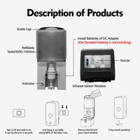 Distributeur de désinfectant pour les mains en ABS inductif pour salle de bain 1000ML avec capteur de savon moussant pour les mains pour hôtels