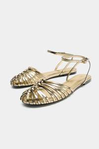 ZA 2026 Nouvelle Collection Printemps-Été Chaussures <span class=keywords><strong>Femme</strong></span> à Bout Rond Plaqué Métal Talon <span class=keywords><strong>Plat</strong></span> Doublure PU CN Sandales à Bride Arrière 11652710091-40 - Product Image 6