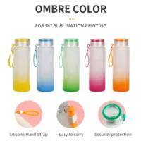 Bottle Amazon Hot Sale Wholesale 17oz Sublimation Frosted Gradient Colorful Sublimation Ombre Glass Water Bottle With Portable Lid