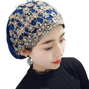 Customized soft lace lined breathable eco-friendly Muslim women's inner cap headwear headscarf <b>hat</b> suitable for all seasons - Product Image 5