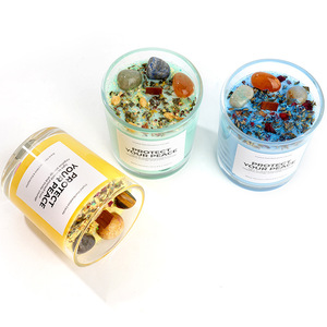 Velas Aromáticas de Cera de Soya Hechas a Mano, Modernas, con Cristales, Mecha de Madera, Flores Secas de Colores, para Decoración del Hogar - Product Image 5