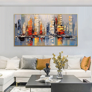 Arte Mural Moderno Urbano en Lienzo 3D con Textura, Pintura al Óleo Abstracta Reflectante, Decoración Minimalista para Sala de Estar, Pinturas de Paisajes - Product Image 4