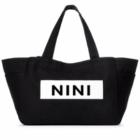 Sac fourre-tout en toile noire surdimensionné en gros, sac à bandoulière en coton foncé uni avec larges sangles en sangle, sac écologique pour la plage, les voyages et le shopping