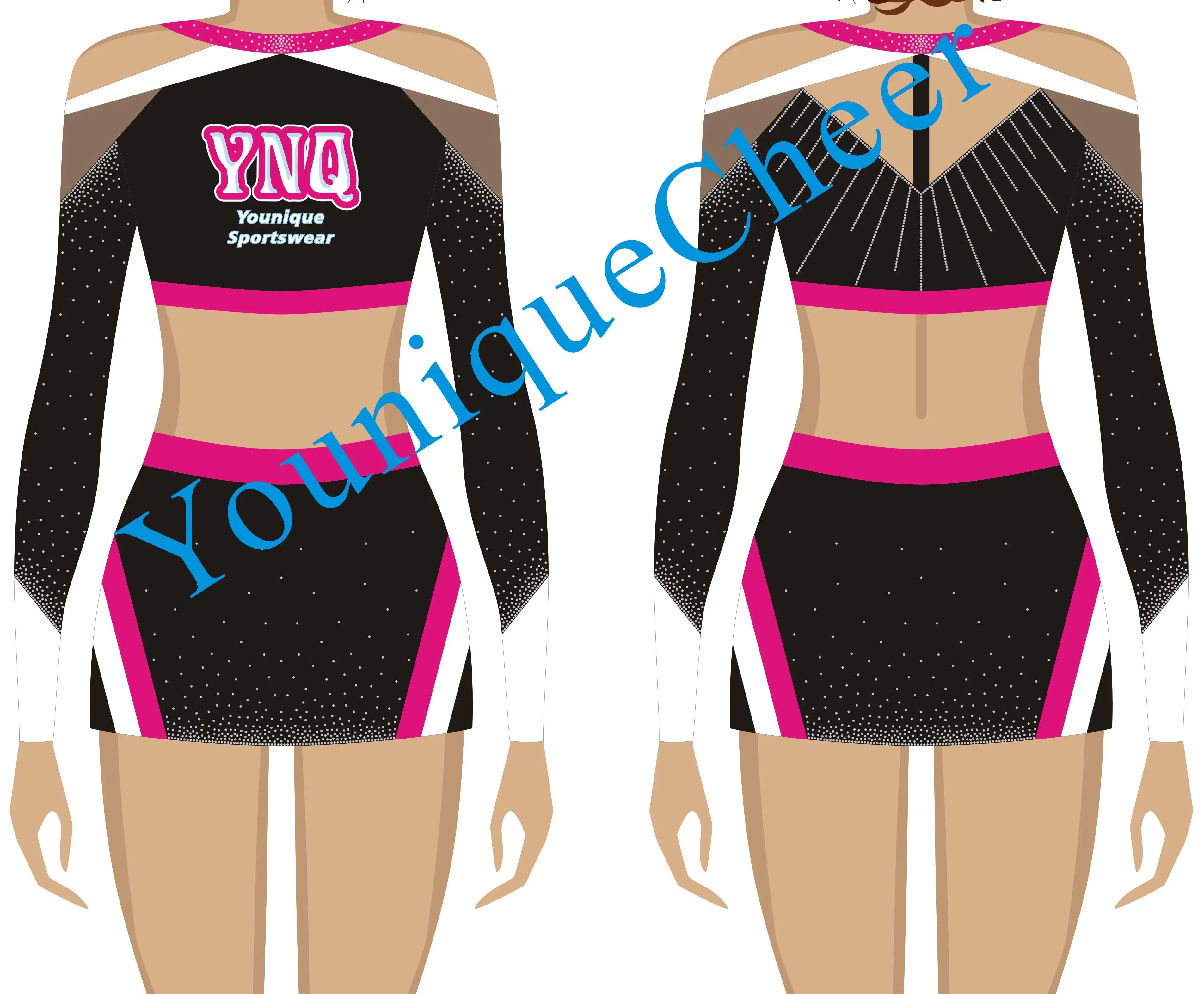 Fashion Design Quick-drying Popular Competitive Cheerleading Uniform Crop Top and Dress for Competition