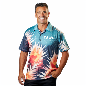 カスタマイズ可能ハワイアンシャツシングルブレストクロージャートロピカルプリント半袖ビーチパーティー用抗しわ夏卸売 - Product Image 4
