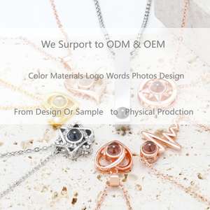 قلادة من قلادات الشباب إلى الأبد إسقاط رومانسي صور مخصصة I <span class=keywords><strong>Love</strong></span> أنت لغات قلادة على شكل قلب - Product Image 2