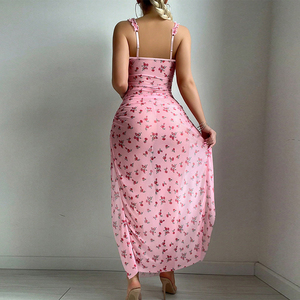 Nouvel ensemble de lingerie sexy en maille transparente à imprimé floral, jupe longue, soutien-gorge et culotte de haute qualité pour femmes - Product Image 2