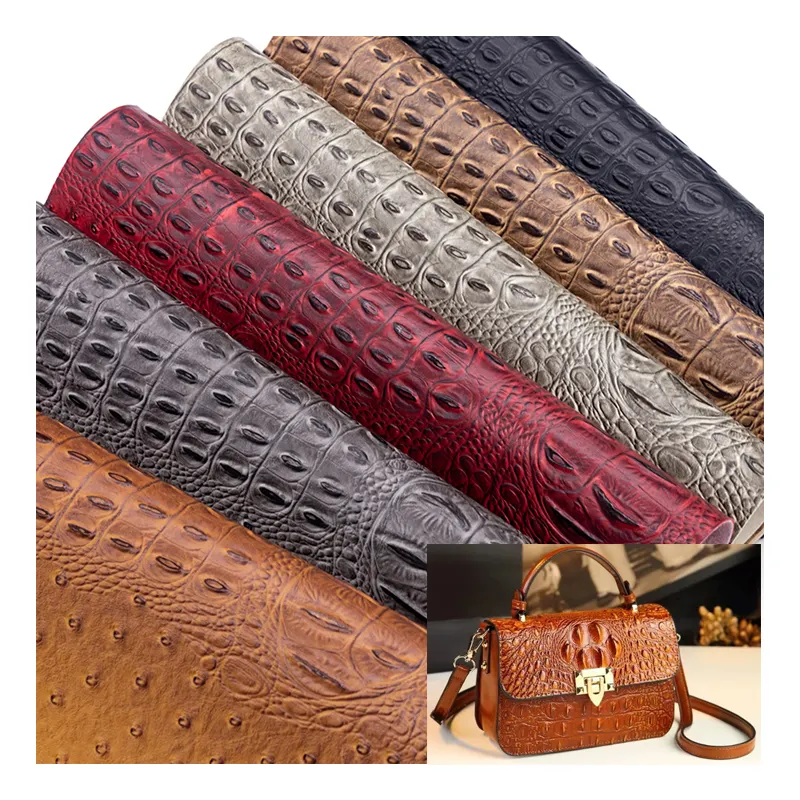 Tissu en cuir PVC motif autruche crocodile pour la fabrication de sacs pour femmes tapisserie d'ameublement de chaussures