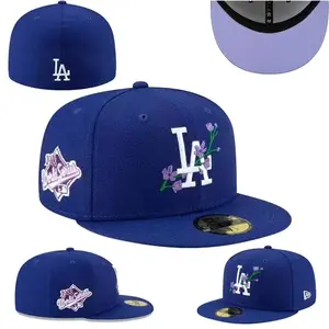 2023 In stock 3d embroidery Side patch fit cap gorras flat brim american fitted hats for team mlb
